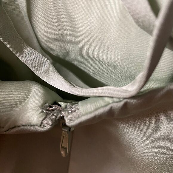 Azazie Dusty Sage A-Line Satin Maxi Dress NWT Size A16 - Picture 8 of 12